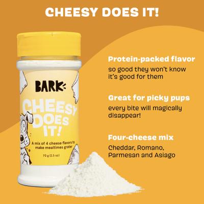 Show full view: BARK Cheesy Does It! High Protein Limited Ingredient Dry Dog Food Topper, 4.6-oz bottle slide 5 of 9
