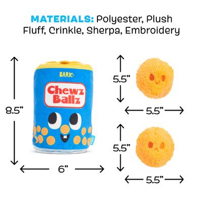 Show full view: BARK Chewz Ballz Squeaky Plush Dog Toy, Orange, Large slide 6 of 9