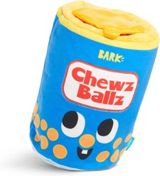 BARK Chewz Ballz Squeaky Plush Dog Toy, Orange, Small