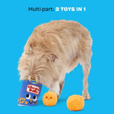 Show full view: BARK Chewz Ballz Squeaky Plush Dog Toy, Orange, Small slide 4 of 9