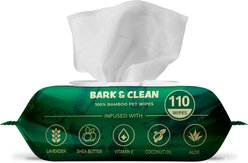 Bark & Clean Bamboo Wipes with Aloe, Shea Butter & Coconut Oil Light Lavender Scent Dog & Cat Grooming Wipes, 110 count