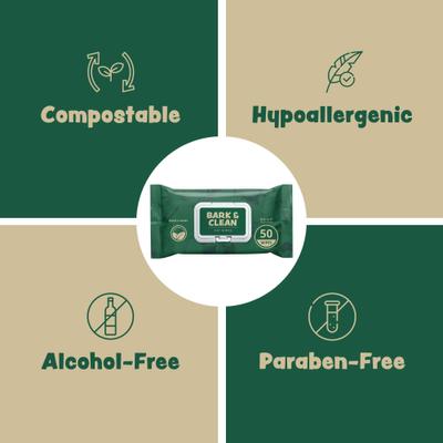 Bark & Clean Bamboo Wipes with Aloe, Shea Butter & Coconut Oil Light Lavender Scent Dog & Cat Grooming Wipes