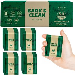Bark & Clean On-the-Go Individually Wrapped Bamboo Wipes with Aloe, Shea Butter & Coconut Oil Light Lavender Scent Dog & Cat Grooming Wipes, 50 count