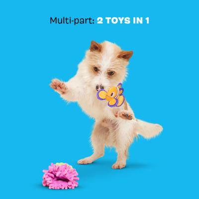 Show full view: BARK Clown Fishing Around Crinkle Squeaky Plush Dog Toy, Pink, Small slide 4 of 8