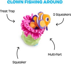 BARK Clown Fishing Around Crinkle Squeaky Plush Dog Toy, Pink, Small slide 2 of 7