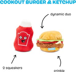 BARK Cookout Burger & Ketchup Picnic Pack Up Squeaky Plush Dog Chew Toy slide 2 of 7