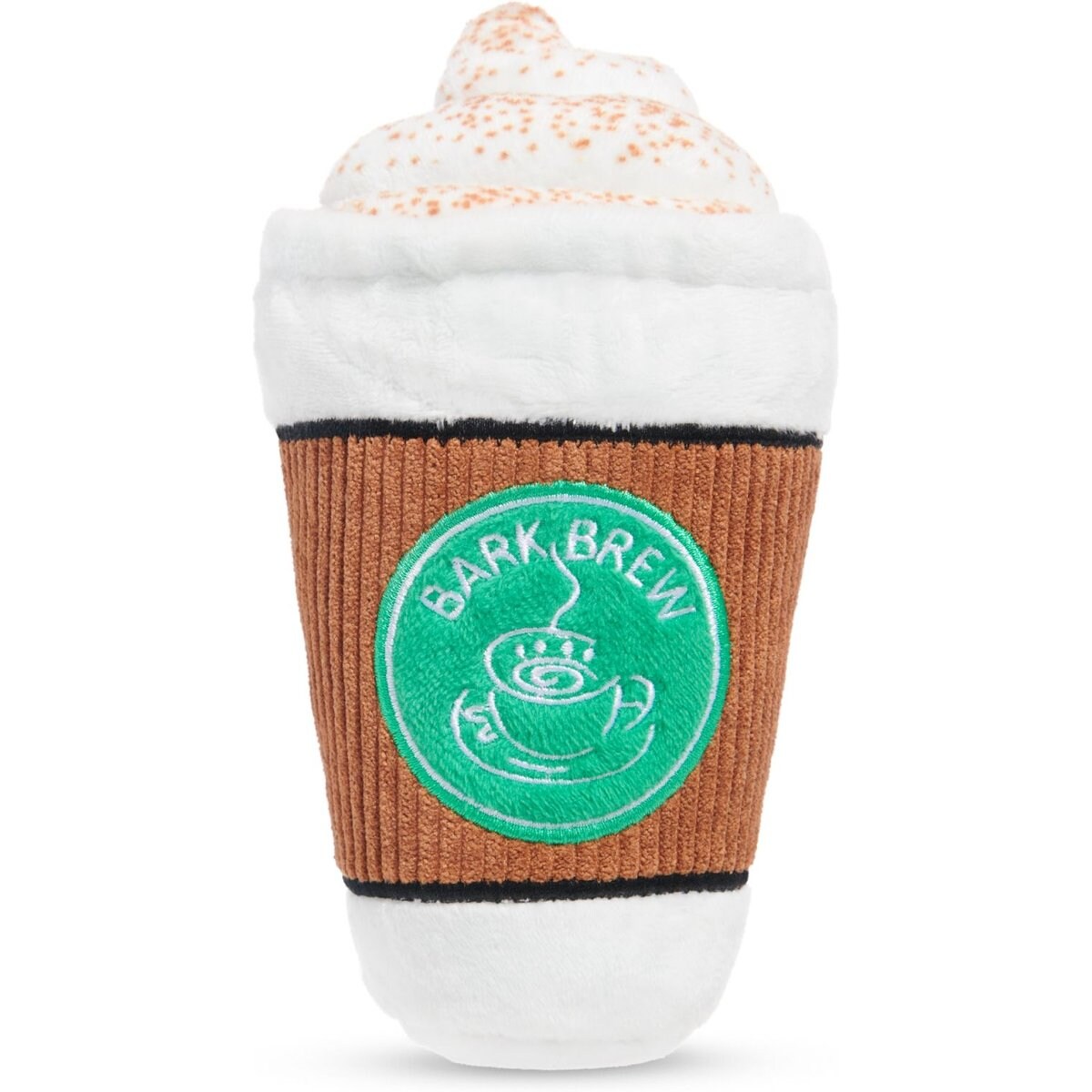 BARK Cup of Bark Roast Squeaky Plush Dog Toy, White, Medium