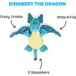 BARK Dingbert the Dragon Squeaky Plush Dog Toy, Blue