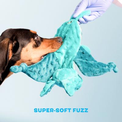 Show full view: BARK Dingbert the Dragon Squeaky Plush Dog Toy, Blue slide 4 of 7