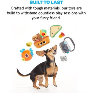 BARK Dingbert the Dragon Squeaky Plush Dog Toy, Blue