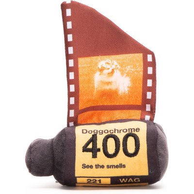BARK BARK Doggochrome Film Roll Squeaky Plush Dog Toy, Small/Medium