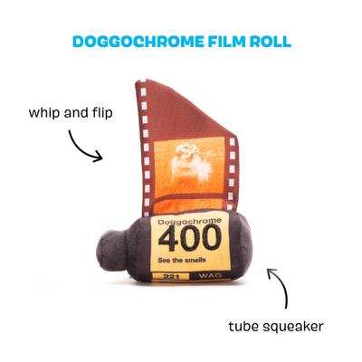 Show full view: BARK Doggochrome Film Roll Squeaky Plush Dog Toy, Small/Medium slide 3 of 9
