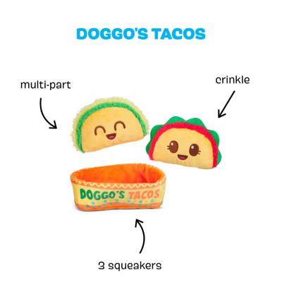 Show full view: BARK Doggo's Tacos 3-in-1 Squeaky Plush Dog Toy slide 3 of 9