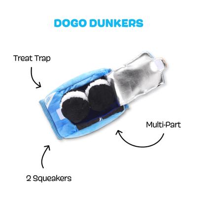 Show full view: BARK Dogo Dunkers Multi-Part Squeaky Plush Dog Toy, Blue slide 2 of 8