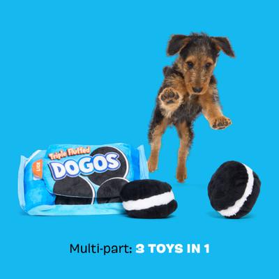Show full view: BARK Dogo Dunkers Multi-Part Squeaky Plush Dog Toy, Blue slide 4 of 8