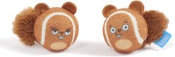 BARK Double Trouble Squirrel Balls Squeaky Plush Dog Toys, Brown, Small
