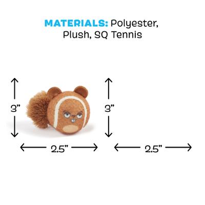 Show full view: BARK Double Trouble Squirrel Balls Squeaky Plush Dog Toys, Brown, Small slide 5 of 9