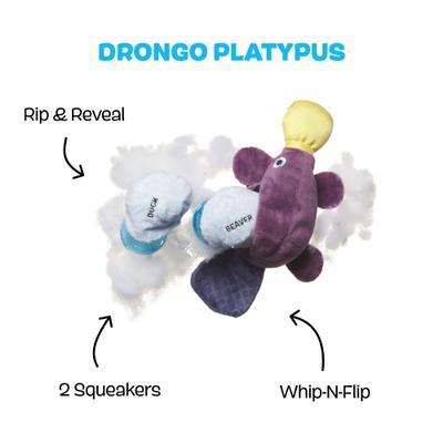 Show full view: BARK Drongo Platypus Rip & Reveal Squeaky Plush Dog Toy, Purple, Small slide 2 of 8