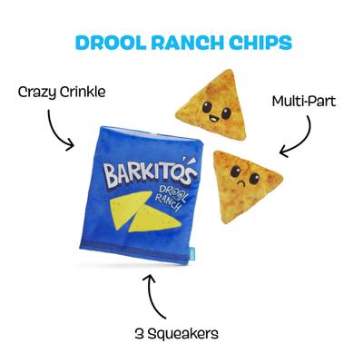 Show full view: BARK Drool Ranch Chips Multi-Part Squeaky Plush Dog Toy, Blue, Medium slide 2 of 8