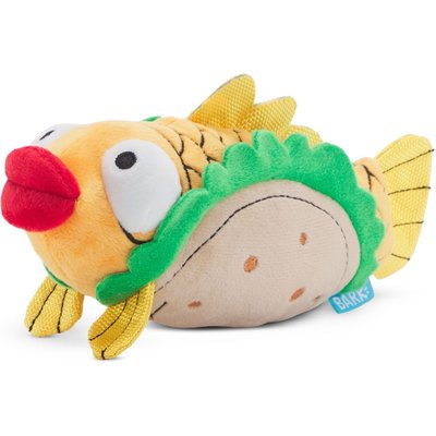BARK BARK Fish Taco Squeaky Plush Dog Toy, Small