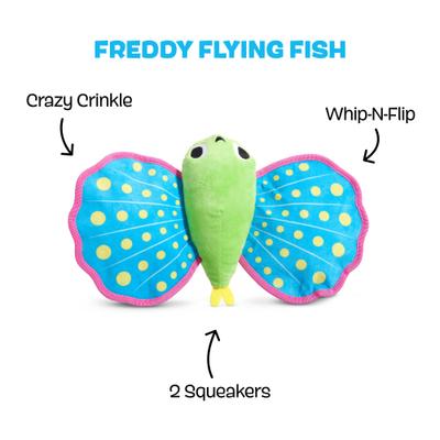 Show full view: BARK Freddy Flying Fish Squeaky Plush Dog Toy slide 2 of 9