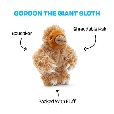 Show full view: BARK Gordon the Giant Sloth Squeaky Plush Dog Toy, Brown slide 3 of 9