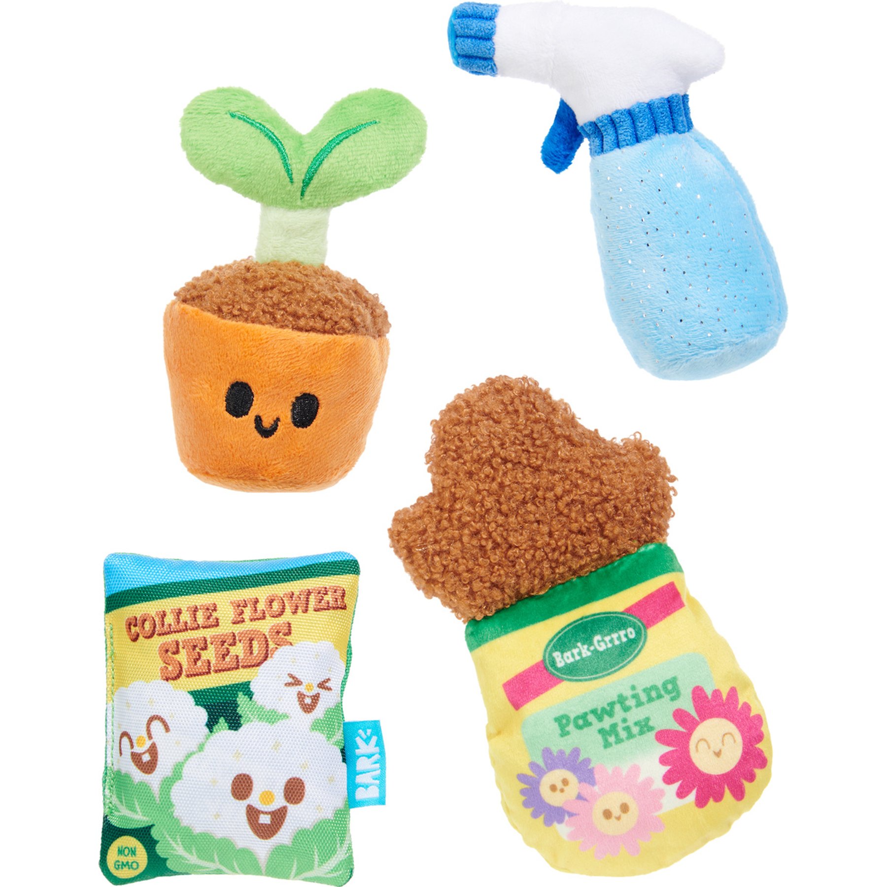 BARK Green Paw Starter Kit Squeaky Plush Dog Toy