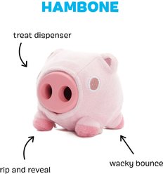 BARK Hambone 2-in-1 Plush Exterior with Hard Core Tough Treat Dispensing Dog Chew Toy, Pink slide 2 of 6