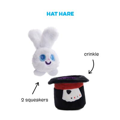 Show full view: BARK Hare Bunny Rabbit Magician Hat Squeaky Plush Dog Toy, Large slide 3 of 9