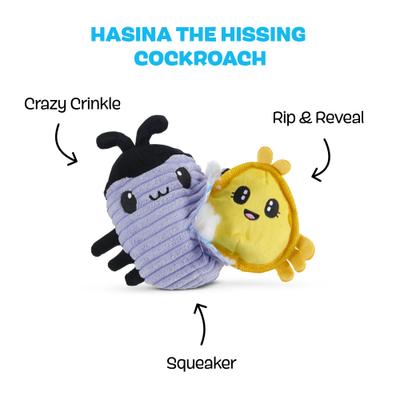 Show full view: BARK Hasina the Hissing Cockroach Rip & Reveal Squeaky Plush Dog Toy, Medium slide 2 of 9