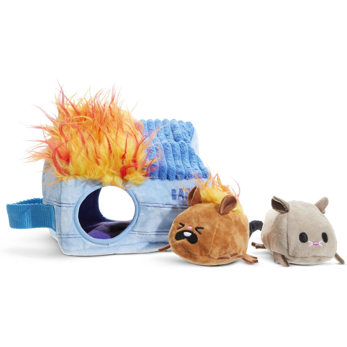BARK Hide n' Squeak Dumpster Fire Multi-Part Squeaky Plush Dog Toy, Medium