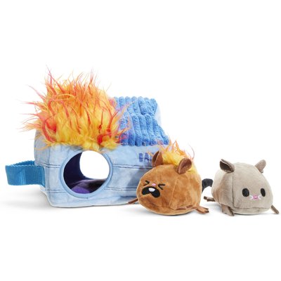 BARK BARK Hide n' Squeak Dumpster Fire Multi-Part Squeaky Plush Dog Toy, Medium