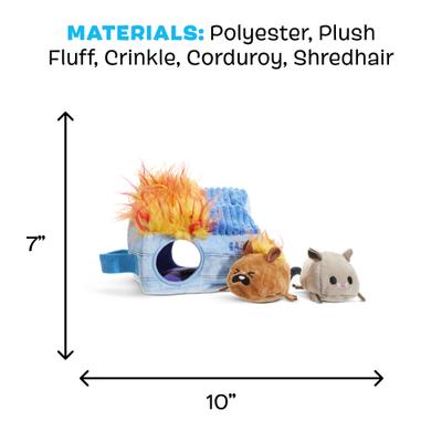 Show full view: BARK Hide n' Squeak Dumpster Fire Multi-Part Squeaky Plush Dog Toy, Medium slide 6 of 10