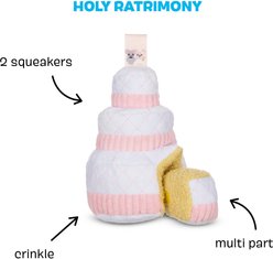 BARK Holy Ratrimony Wedding Cake & Slice Multi-Part Squeaky Plush Dog Toy, Medium/Large slide 2 of 7