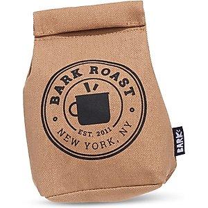 BARK Jitter Pug Coffee Bean Hard Core Tough Dog Chew Toy, Brown, Medium
