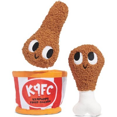 BARK BARK Kenpuppy Fried Chicken 3-in-1 Treat Hiding Squeaky Plush Crinkle Dog Toy