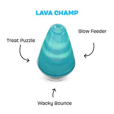 Show full view: BARK Lava Champ Tough Treat Dispensing Dog Chew Toy, Blue, Medium slide 3 of 10