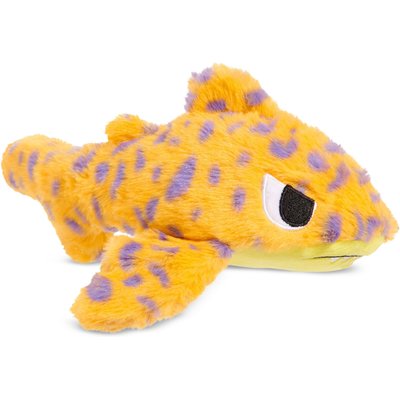 BARK BARK Leopold Leopard Shark Multi-Part Squeaky Plush Dog Toy, Orange, Medium