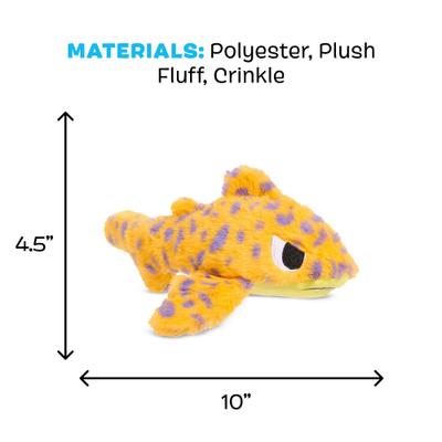 Show full view: BARK Leopold Leopard Shark Multi-Part Squeaky Plush Dog Toy, Orange, Medium slide 5 of 8