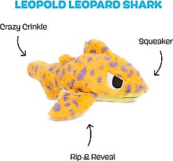 BARK Leopold Leopard Shark Multi-Part Squeaky Plush Dog Toy, Orange, Medium slide 2 of 7