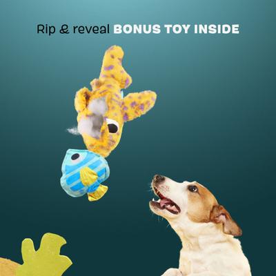 Show full view: BARK Leopold Leopard Shark Multi-Part Squeaky Plush Dog Toy, Orange, Medium slide 4 of 8