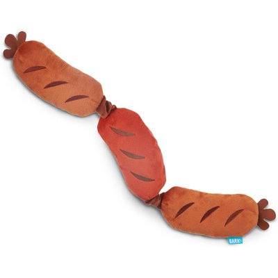 BARK BARK Lickin' Links Thrasher Squeaky Plush Dog Toy, Red, Medium