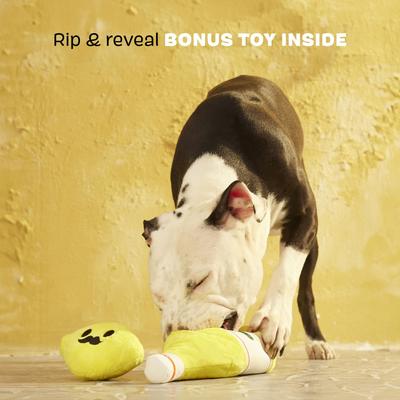 Show full view: BARK Limonsmello Rip & Reveal Squeaky Plush Dog Toy, Yellow, Large slide 4 of 9