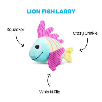 Show full view: BARK Lion Fish Larry Thrasher Squeaky Plush Dog Toy, Medium slide 2 of 9