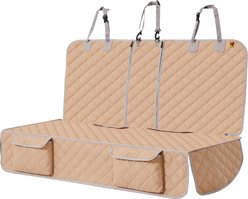 Bark Lover Waterproof Dual Zipper Car Back Seat Dog Protective Cover, 54 x 49-in, Beige