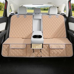Bark Lover Waterproof Dual Zipper Car Back Seat Dog Protective Cover, 54 x 49-in, Beige