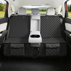 Bark Lover Waterproof Dual Zipper Car Back Seat Dog Protective Cover, 54 x 49-in, Black