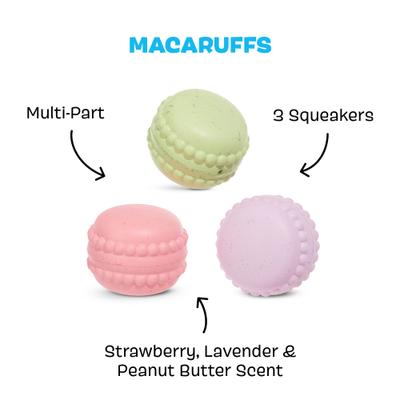 Show full view: BARK Macaruffs Multi-Part Tough Plush Dog Toy, Medium slide 3 of 10