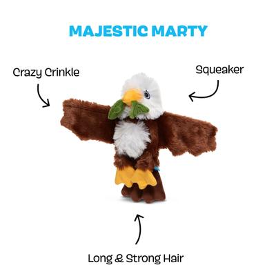 Show full view: BARK Majestic Marty Squeaky Plush Dog Toy, Brown, Small slide 2 of 9