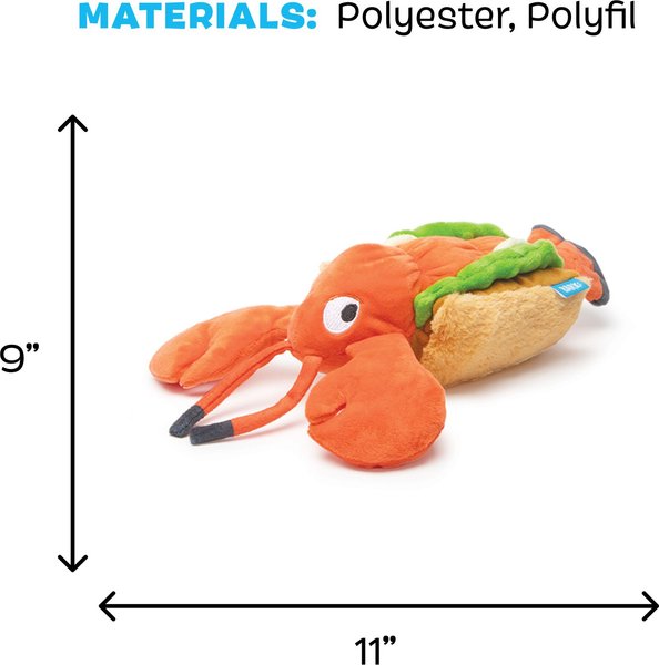 Show full view: BARK Max's Maine Lobster Roll Squeaky Plush Dog Toy, White slide 5 of 8